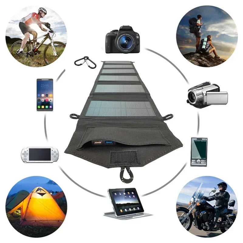 6 Fold 800W Foldable Solar Panel 20W/H Portable Solar Panels Fast Charger USB 5V DC Full Time Solar Panel Mobile Power Supply