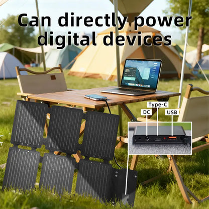 Unleash the Power of the Sun with Our 60W Multi-Fold Portable Solar Panel – Perfect for Charging Your Devices Anywhere!